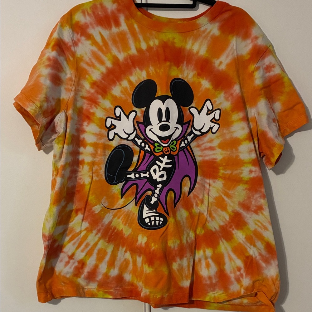 Disney Mickey Mouse Halloween 2024 Tie-Dye Shirt - Orange and Yellow